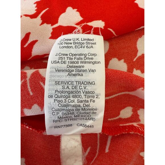 J.Crew Size 4 Wrap Mini Dress Red White Floral Short Sleeve V-Neck Cottagcore - Picture 11 of 11